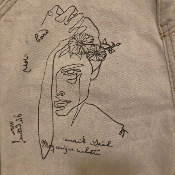 Rare Whoowap Light Gray Illustrated Face Jeans – Size 28 - Picture 6 of 9